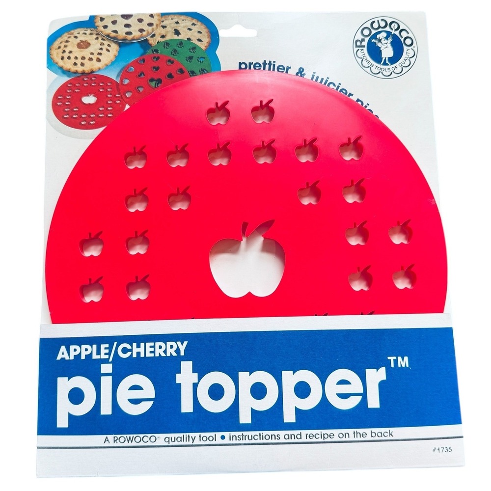 Vintage 1986 Rowoco Apple Cherry Pie Topper Red Plastic Crust Mold Tool  NEW